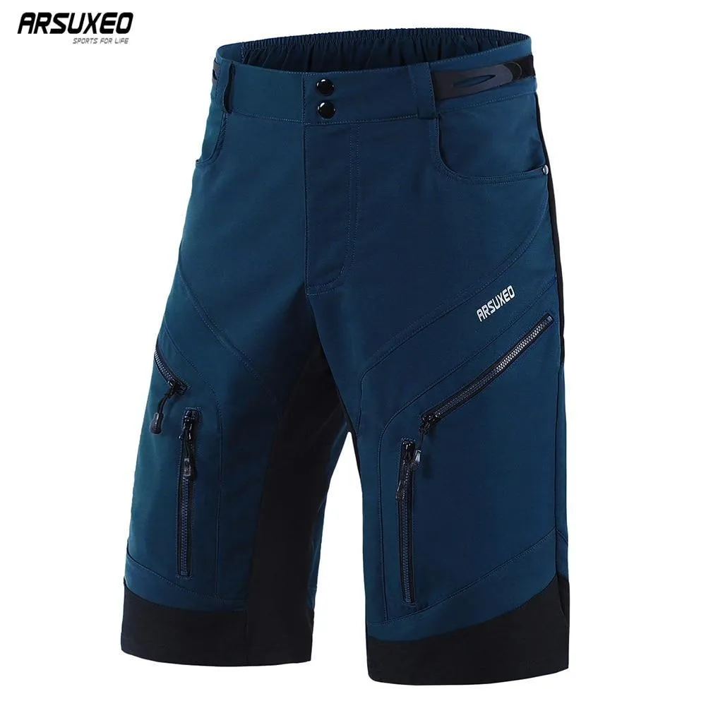 ARSUXEO Men's Loose Fit Cycling Shorts MTB Bike Shorts Water Resistant