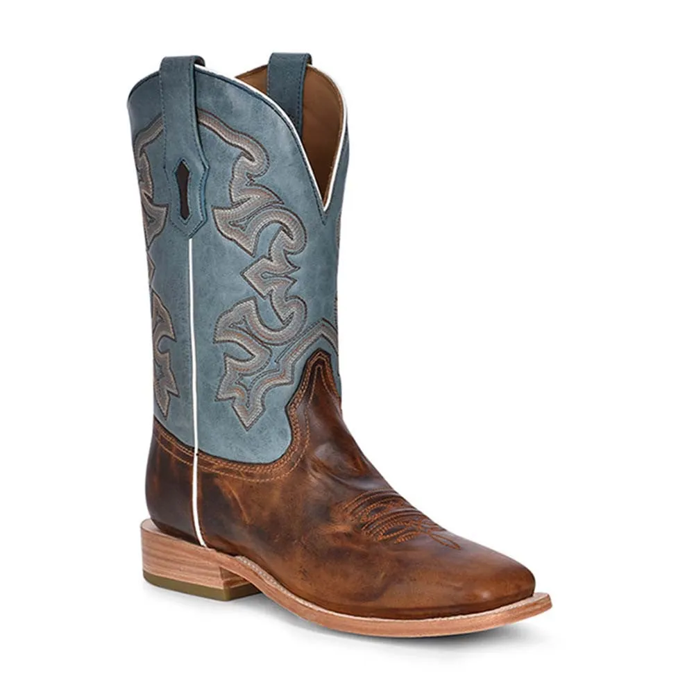 Corral Men's Western Square Toe Honey and Blue Boots