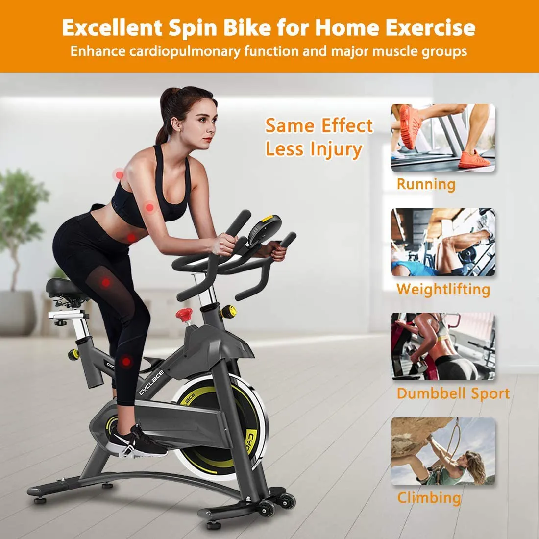 Cyclace Exercise Bike Stationary 330 Lbs Weight Capacity- Indoor Cycling Bike with Comfortable Seat Cushion, Tablet Holder and LCD Monitor