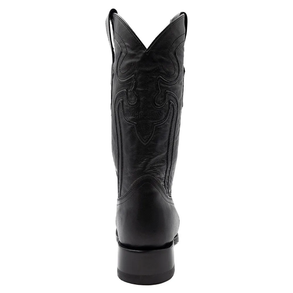 Ferrini Wyatt Black Full Grain Narrow Square Toe Leather Cowboy Boots