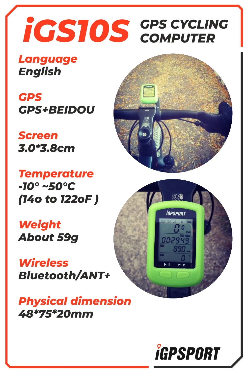 iGPSPORT iGS10S GPS Cycling Computer (IGS10S)