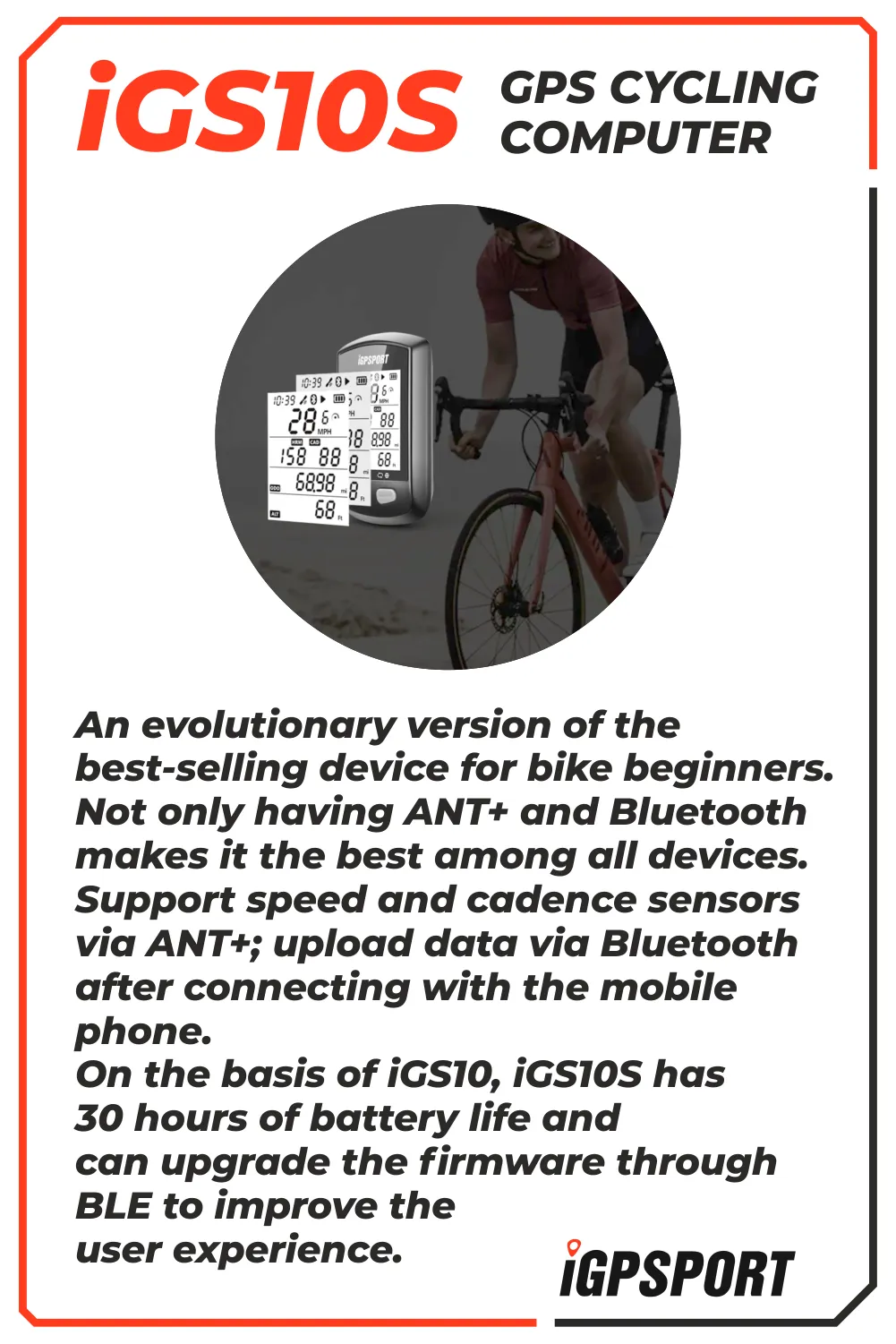 iGPSPORT iGS10S GPS Cycling Computer (IGS10S)