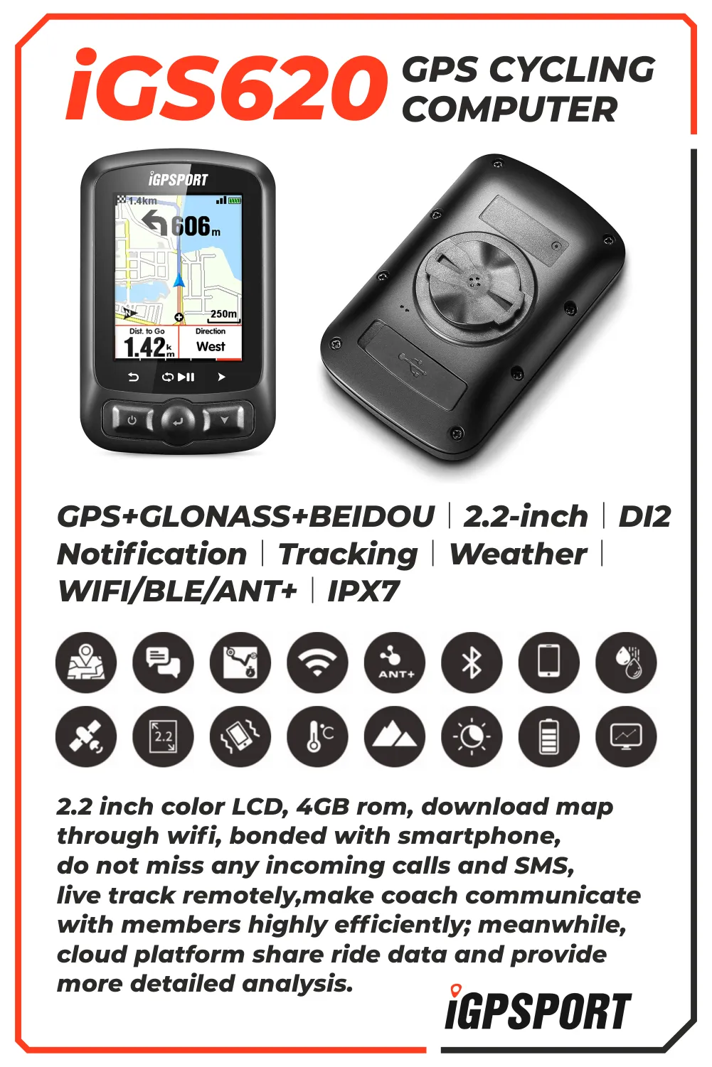 iGPSPORT iGS620 GPS Cycling Computer