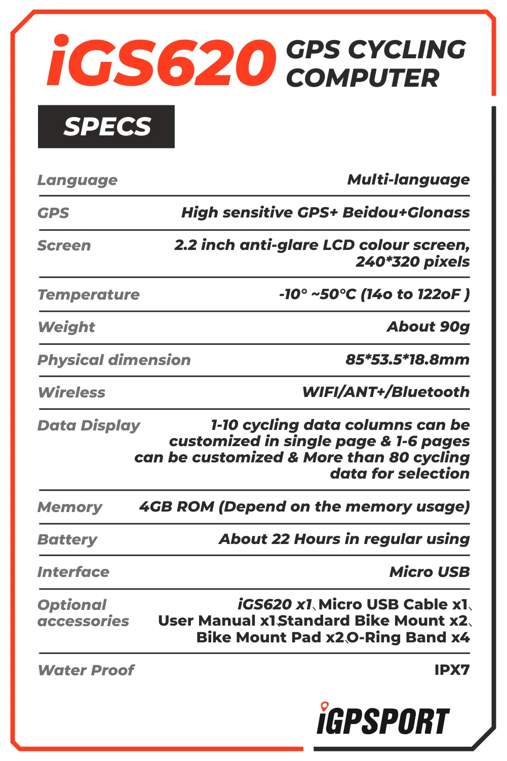 iGPSPORT iGS620 GPS Cycling Computer