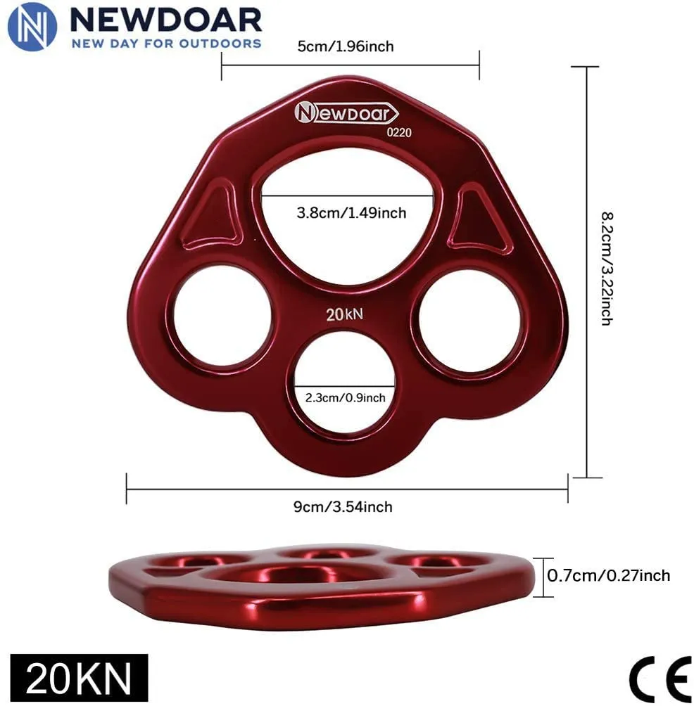 NewDoar Descender Plate 30/40KN Paw Rigging Plate 4/5 Holes Rock Climbing Gear