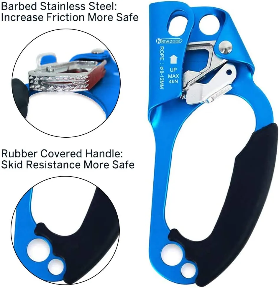 NewDoar UIAA & CE Certified Right Hand Ascender for 8~12MM Rope - Blue