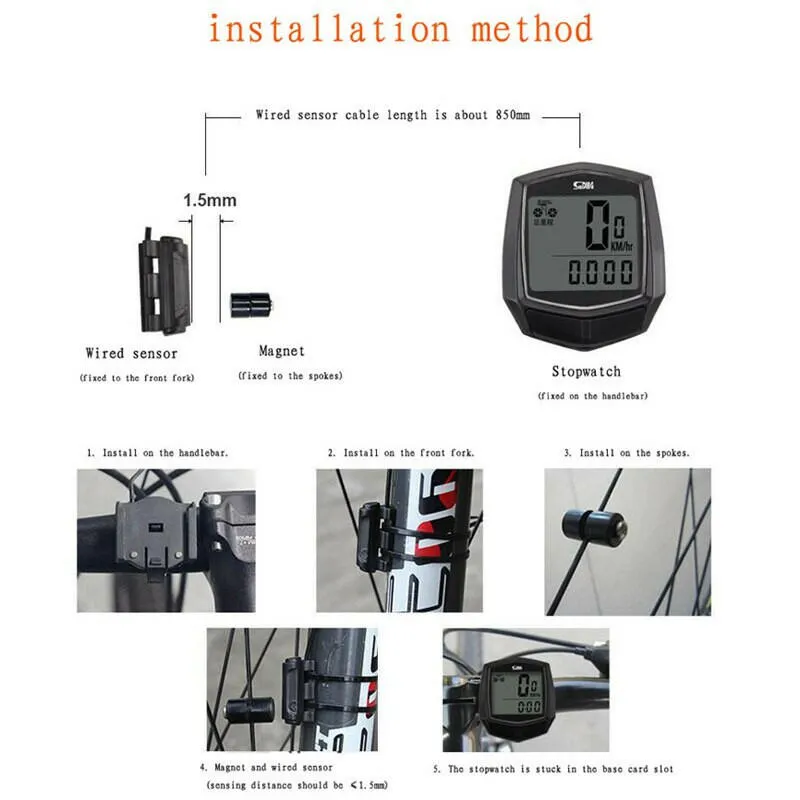 Waterproof LCD Digital Bike Computer Display Bicycle Odometer Speedometer Cycling Wired Stopwatch Riding Accessories