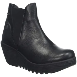 Yazo528Fly Leather Women's Wedge Heel Zip Up Ankle Boots